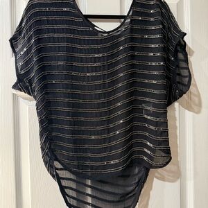 Black and Silver Striped Women's Top by Joie